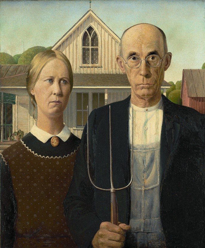 Painting titled American Gothic