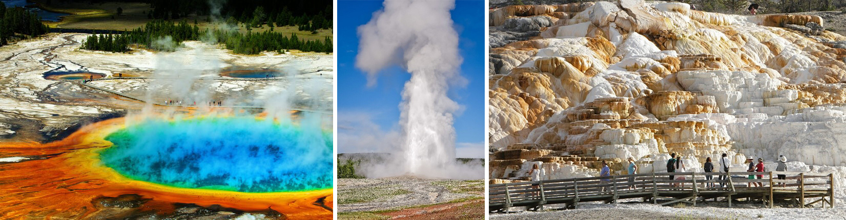 Collage of geyser photos