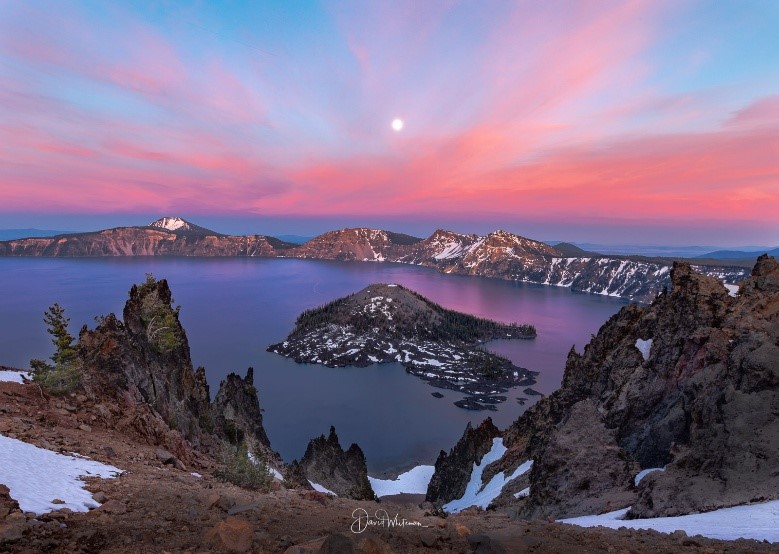 Crater Lake at sunset