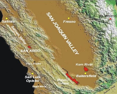 Map of San Joaquin Valley