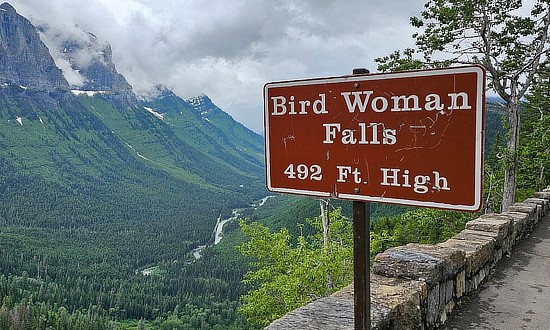 Sign for Bird Woman Falls