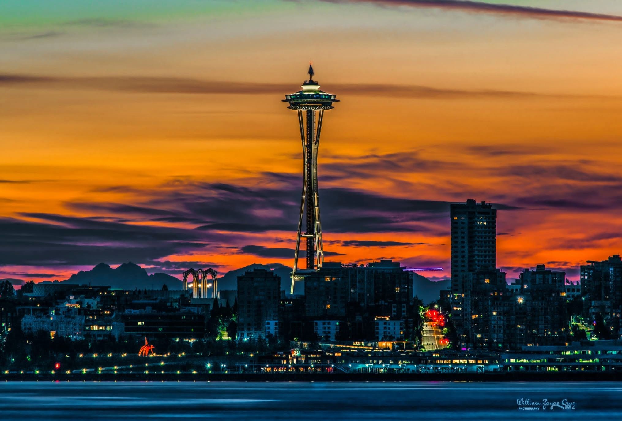 The Space Needle at sunset