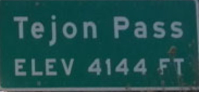 Tejon Pass road sign