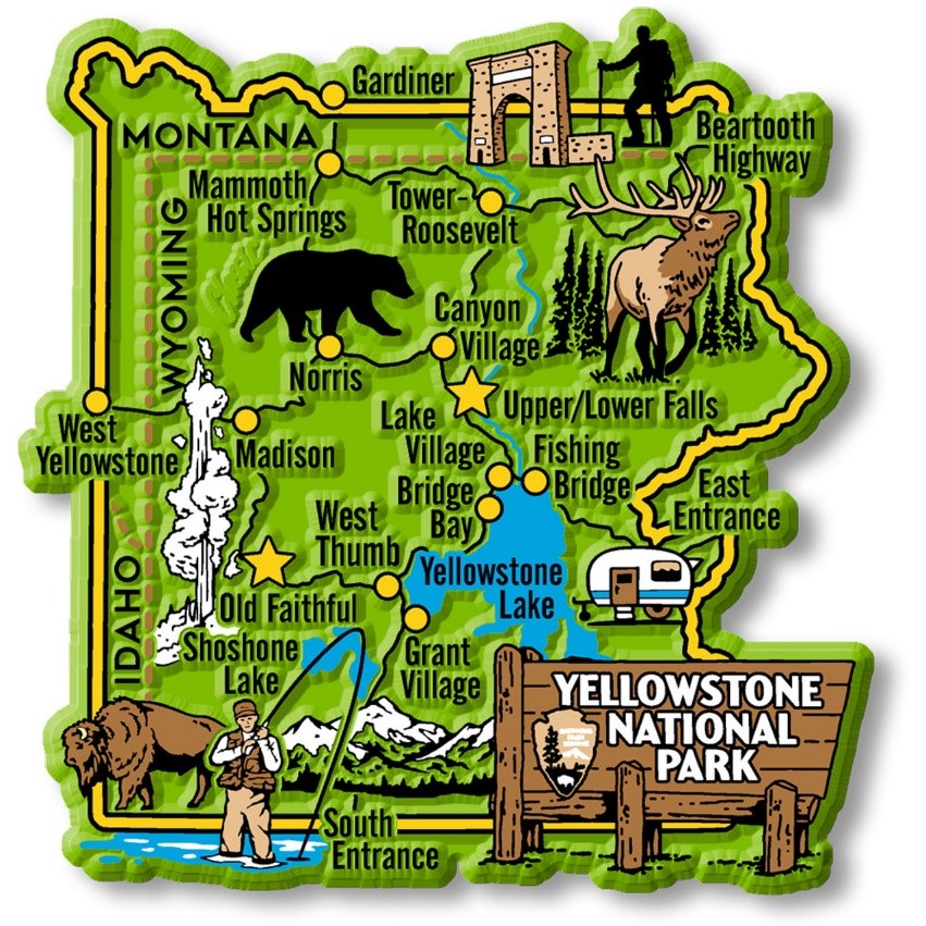 Magnet map of Yellowstone National Park